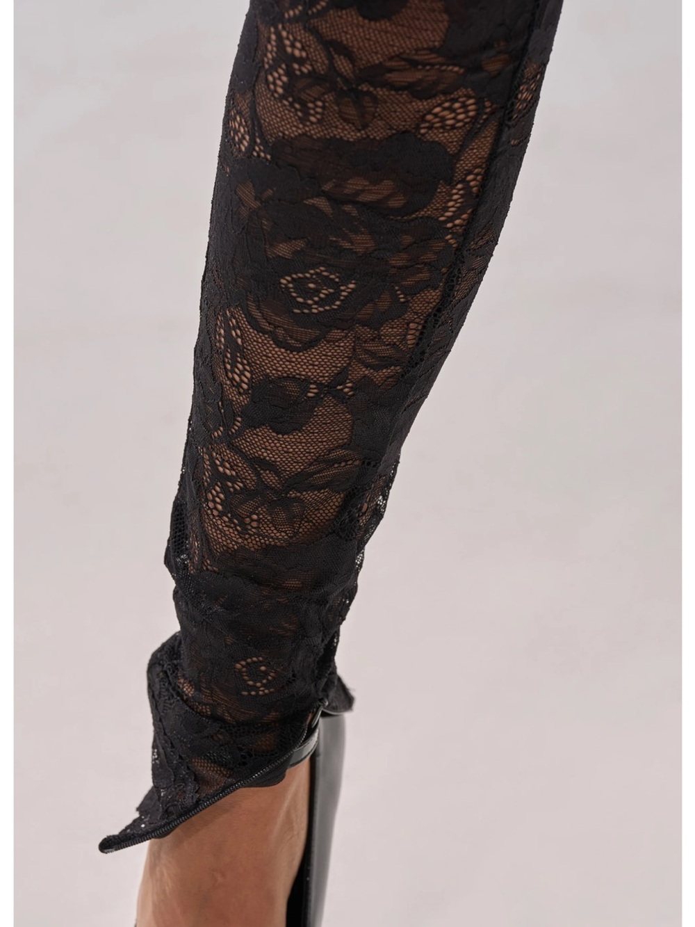 AKIRA Black Lace Bodysuit with Floral Mesh - Picture 6 of 9